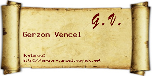 Gerzon Vencel névjegykártya